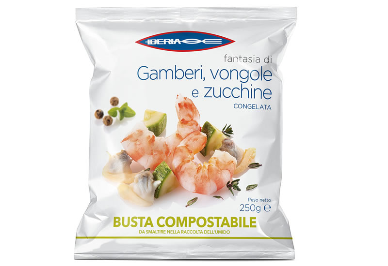 Fantasia di Gamberi, Vongole e Zucchine in busta compostabile